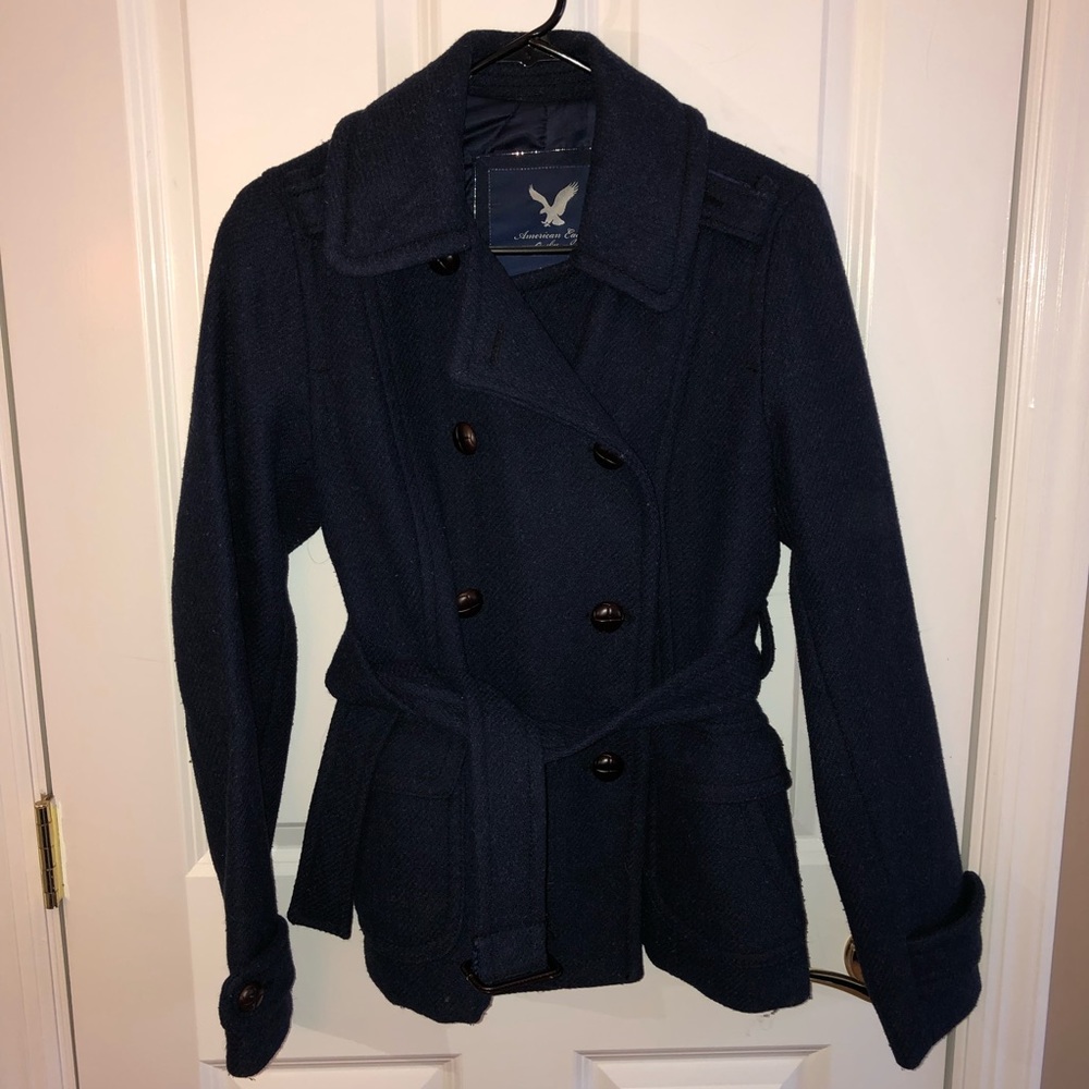 American Eagle navy blue pea coat